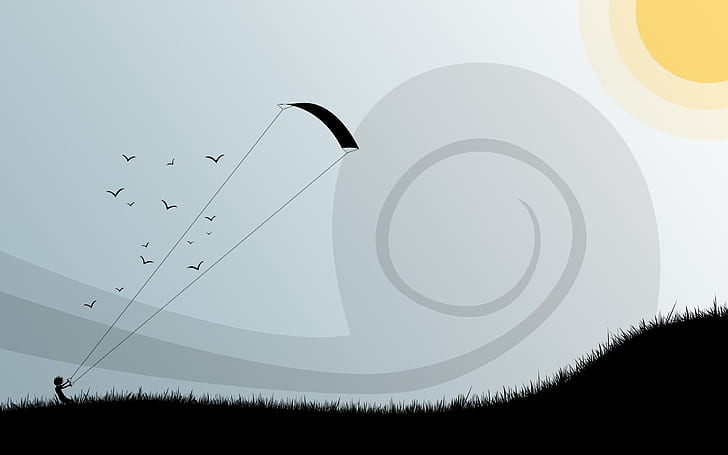 Kite Drawing Field HD, digital/artwork
