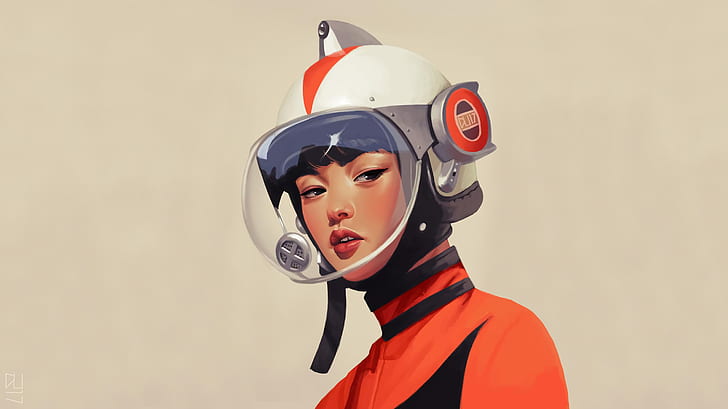 Daniela Uhlig, astronaut, space suit, vintage, Retro style, HD wallpaper