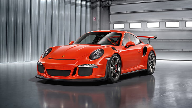 2015, Porsche 911 GT3 RS, Orange Car, Porsche, HD wallpaper