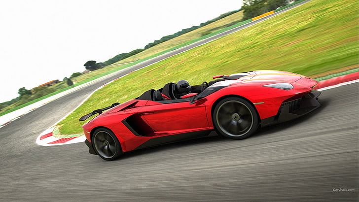 red and black coupe die-cast model, Lamborghini Aventador, car, HD wallpaper