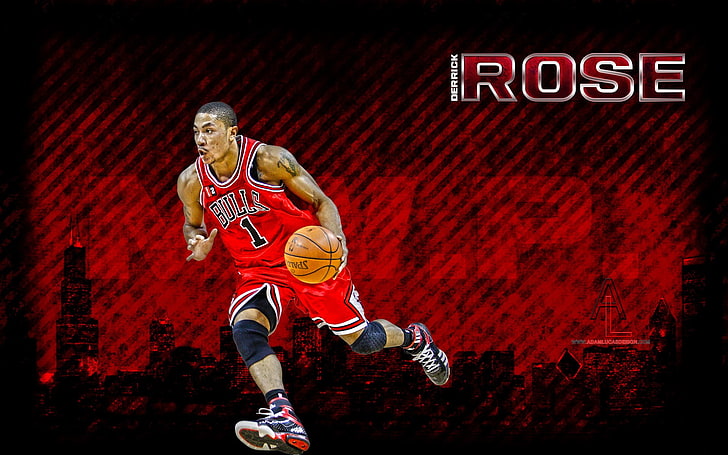 derrick rose amazing pictures, sport, red, athlete, adult, young adult, HD wallpaper