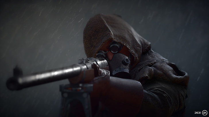 battlefield 1, gas mask, soldier, gun, mauser 1918, Games, weapon, HD wallpaper