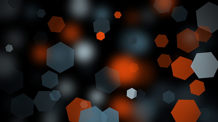 hexagonal lights bokeh, orange, white, and gray lights illustration