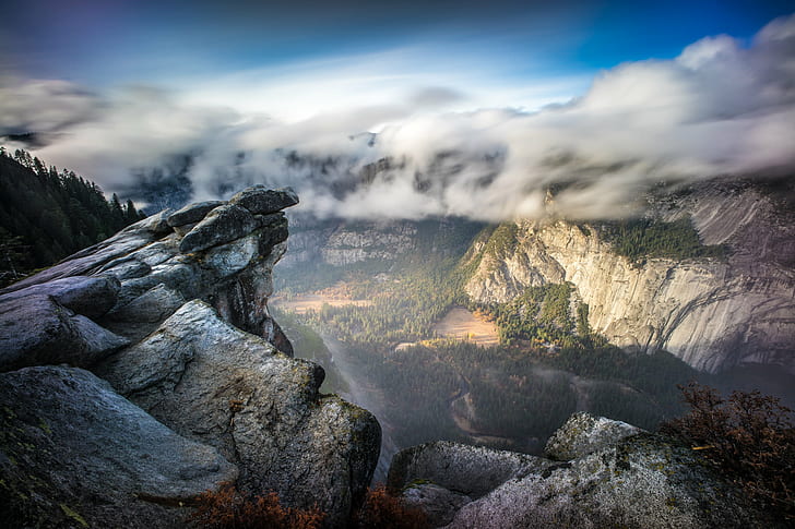 mountain beside clouds during daytime, yosemite national park, california, yosemite national park, california