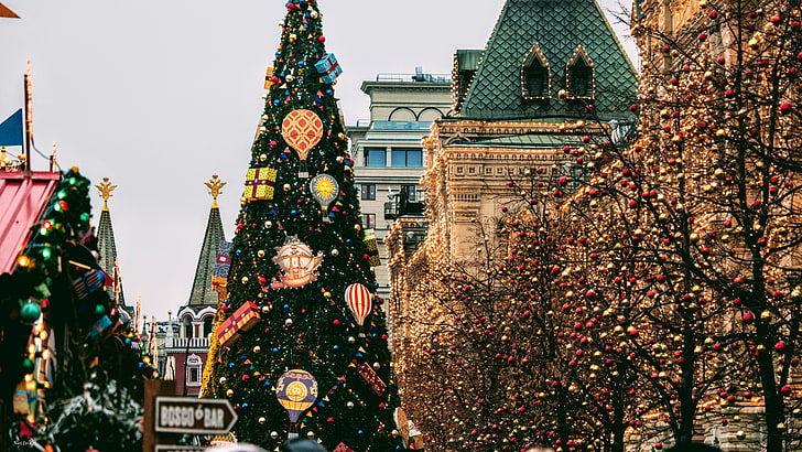 Russia, Moscow, holiday, Red Square, New Year, christmas, tree
