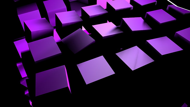 black and pink star print textile, cube, Cinema 4D, 3D, no people, HD wallpaper