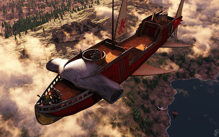 man riding an airship game screenshot, fantasy art, airships, HD wallpaper