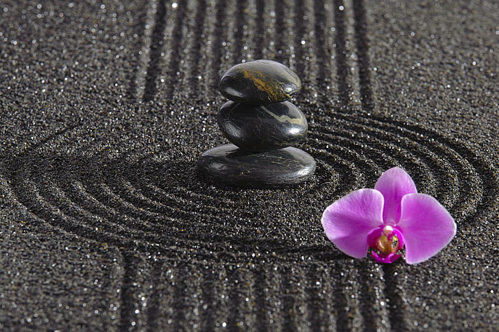 energy, stone, Japan, garden, Zen, philosophy, sand monk, HD wallpaper