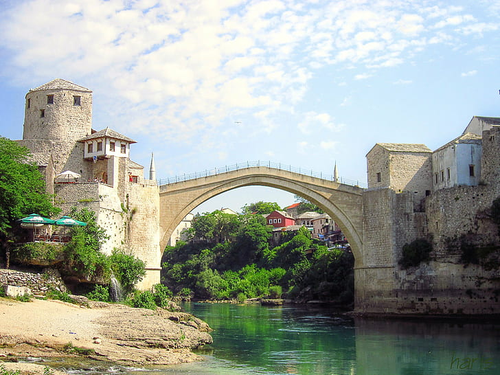 Bosnia And Herzegovina, Mostar, Neretva, Old Bridge, river, HD wallpaper