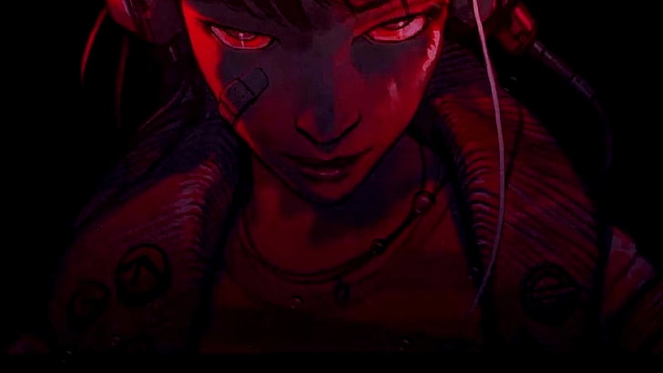 RUINER, her, cyberpunk, dark, red, black, portrait, headshot, HD wallpaper
