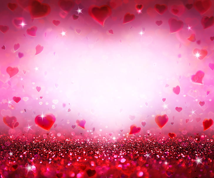 HD wallpaper: Artistic, Heart, Close-Up, Flower, Glitter, Love, Pink ...