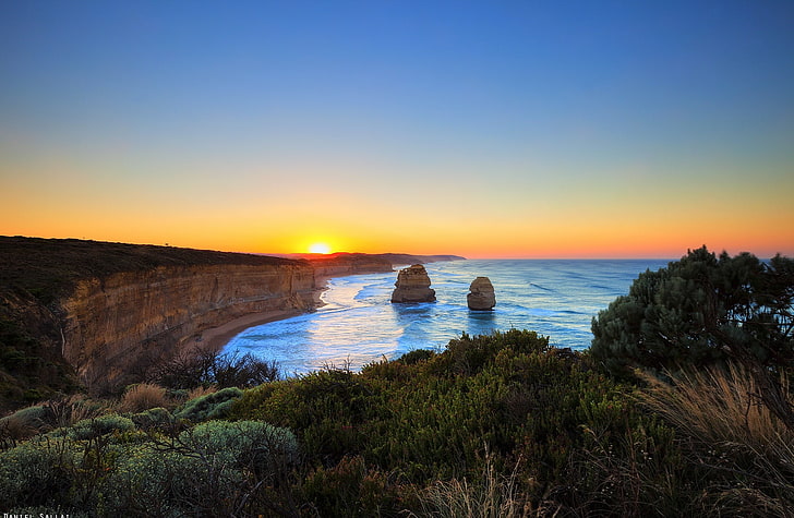 The Twelve Apostles HDR, brown rock cliff, Oceania, Australia, HD wallpaper