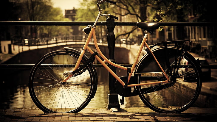 black and white road bike, bicycle, transportation, land vehicle, HD wallpaper