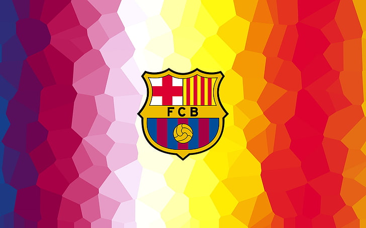 FCB FC Barcelona 4K, pattern, multi colored, shape, yellow, human body part
