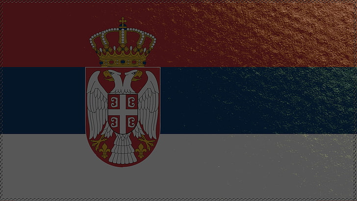 white and red eagle logo, flag, Serbia, Serbian flag, no people