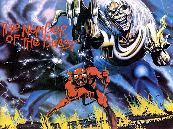 Iron Maiden HD, the number of the beast painting, music, HD wallpaper