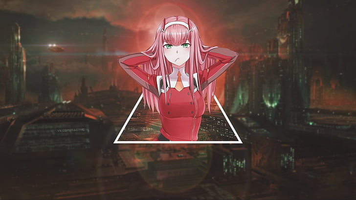 anime, anime girls, picture-in-picture, Zero Two (Darling in the FranXX)