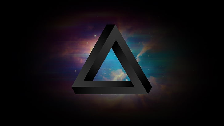 black triangular logo illustration, abstract, Penrose triangle