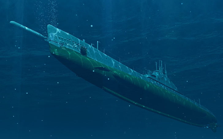 gray submarine, silent hunter, torpedo, military, vehicle, underwater, HD wallpaper