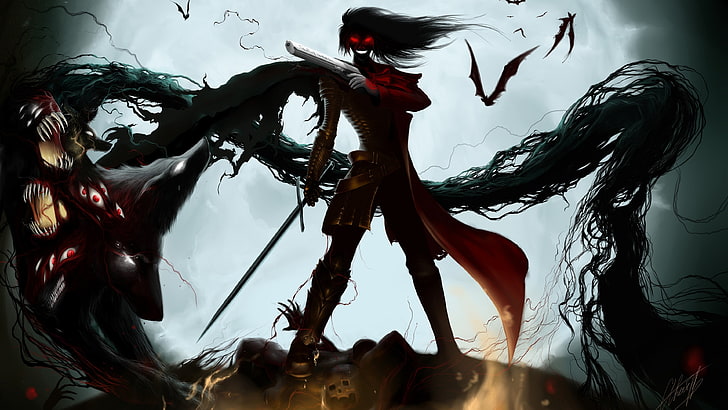 video game character illustration, Hellsing, Alucard, vampires