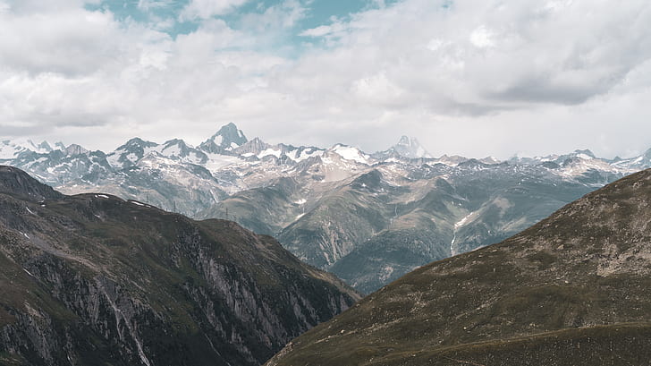 nufenenpass, Alps, mountains, Switzerland, snow, HD wallpaper