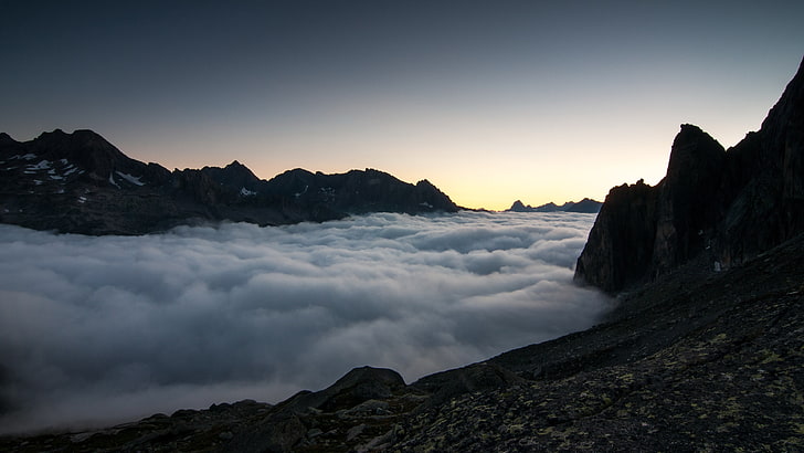 dark foggy mountains  hd, sky, beauty in nature, scenics - nature, HD wallpaper