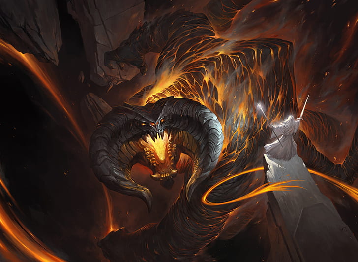 The Lord of the Rings, Balrog (Lord Of The Rings), Gandalf, HD wallpaper