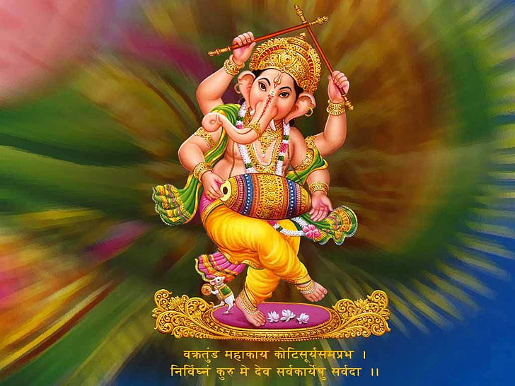 Lord Ganesha Dancing, Ganesha illustration, God, dance, multi colored