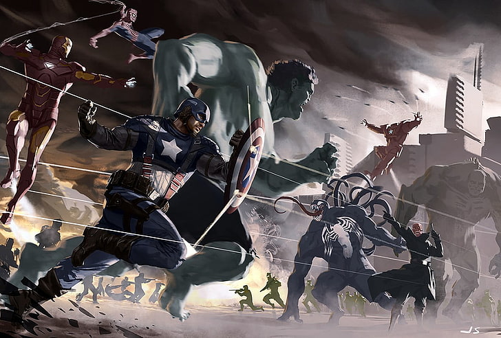 Marvel wallpaper, Marvel Comics, The Avengers, Hulk, Iron Man, HD wallpaper