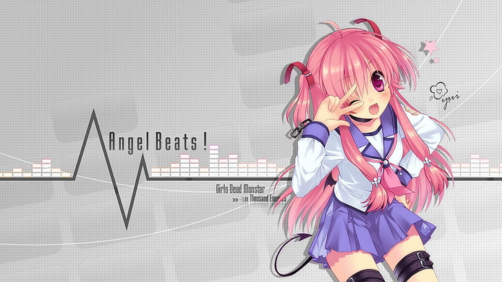 Angel Beats!, Yui (Angel Beats!), anime girls, pink hair, one person