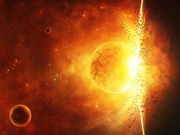 sun solar illustration, space, explosion, light, brilliance, fire, HD wallpaper