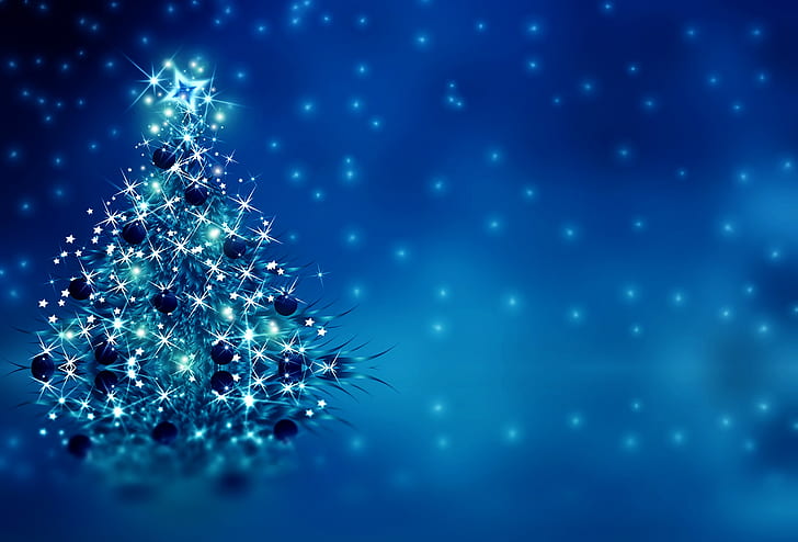 Holiday, Christmas, Blue, Christmas Tree, Silver, Sparkles, HD wallpaper