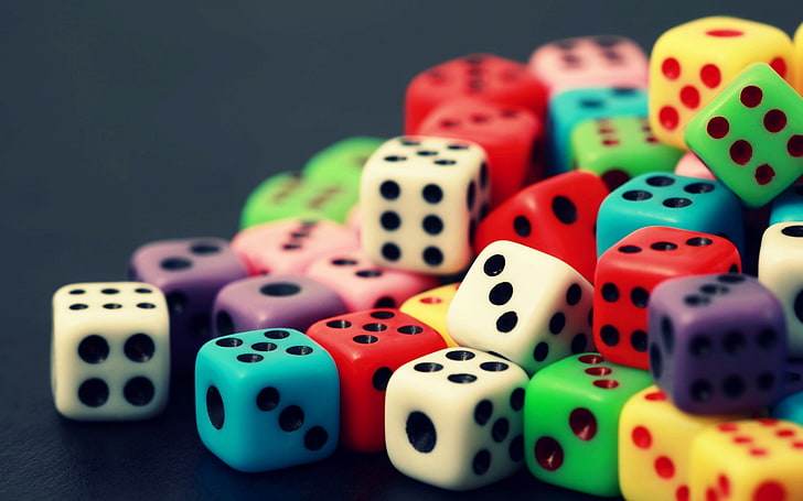 assorted-color dice lot, macro, cube, gambling, chance, luck, HD wallpaper