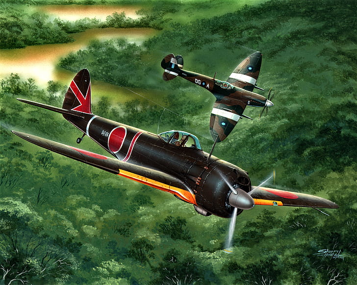 Imperial, Hayabusa, Spitfire, Nakajima, WW2, Supermarine, Mk.VIII, HD wallpaper