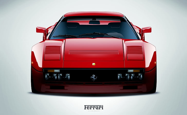 Ferrari 288 GTO Red, red Ferrari car illustration, Motors, Classic Cars