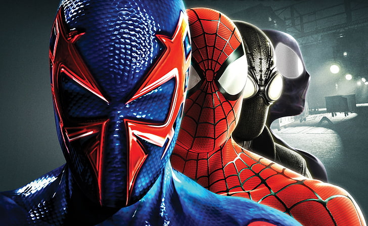 Spider Man Shattered Dimensions, four Spider costume wallpaper