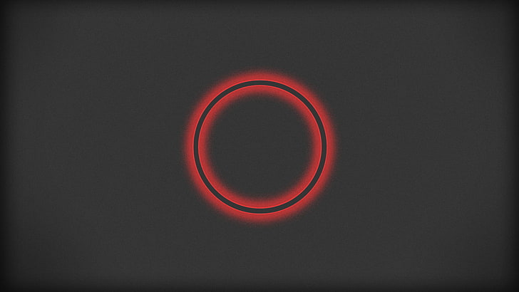 round red and black logo, circle, minimalism, geometric shape, HD wallpaper
