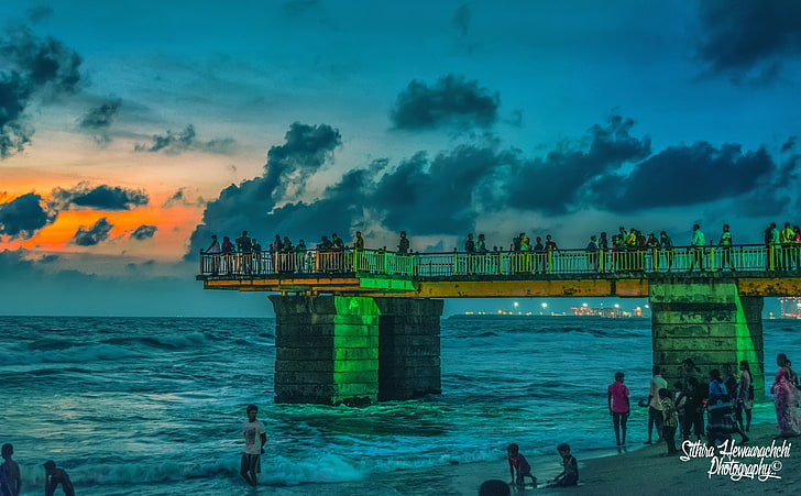 Galleface Green - Sri Lanka, beach painting, Asia, Others, 4k, HD wallpaper