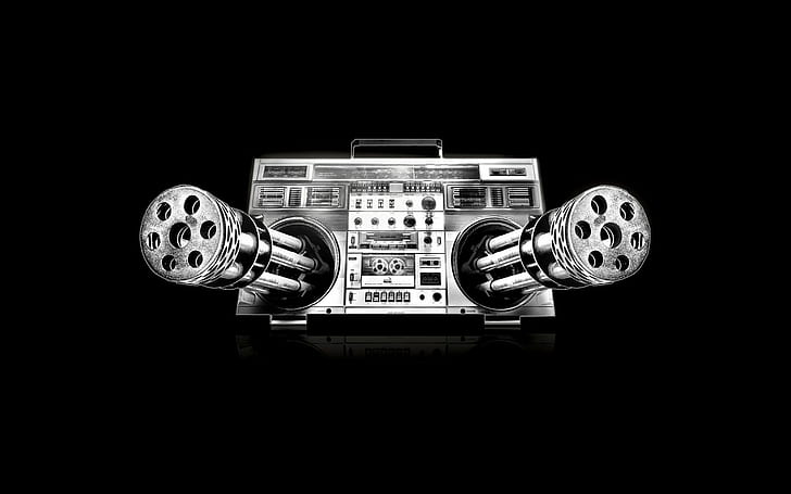 boombox, classic, gun, radio, sound, tape