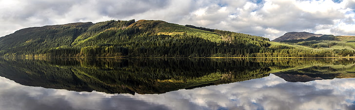 Loch Chon panorama, Europe, United Kingdom, Nature, Beautiful, HD wallpaper