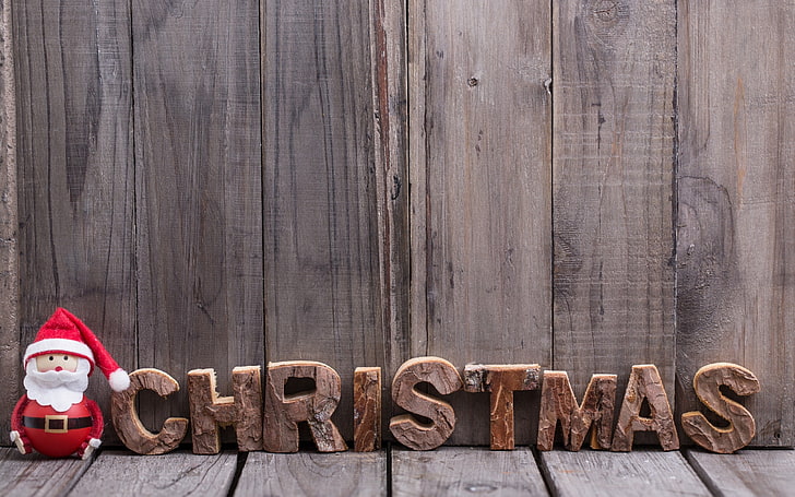 Christmas, New Year, wooden surface, text, communication, wood - material, HD wallpaper