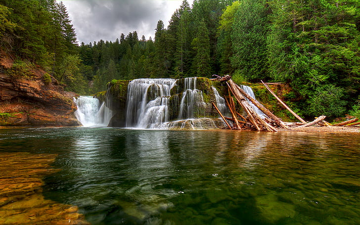 Pinchot Gifford Forest Waterfall Beautiful Landscape Lower Lewis River Falls Washington United States Hd Desktop Wallpaper 2560×1600