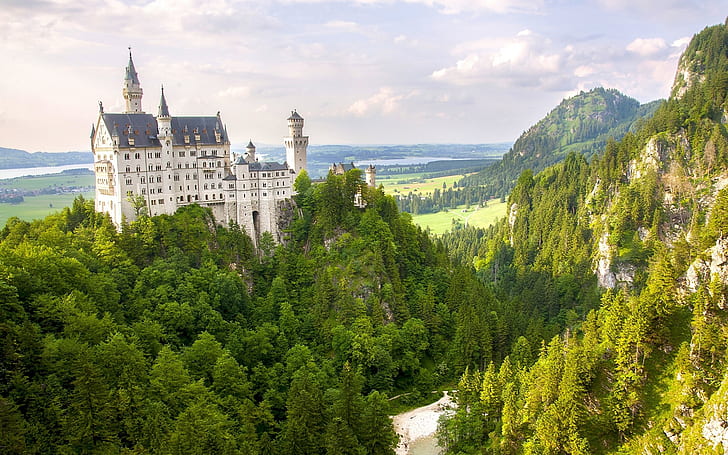 Neuschwanstein Castle, Germany, mountain, forest, trees, neuschwanstein castle germany, HD wallpaper