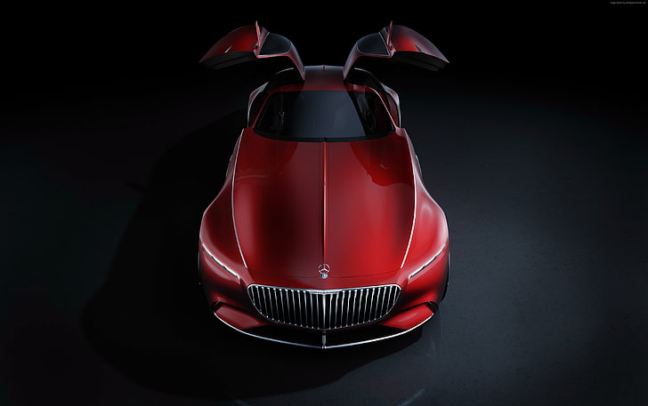 luxury cars, Vision Mercedes Maybach 6, red, electric cars, HD wallpaper