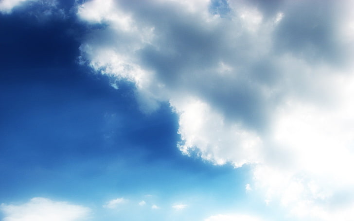 cloudy sky, clouds, nature, cloud - sky, blue, cloudscape, wind, HD wallpaper