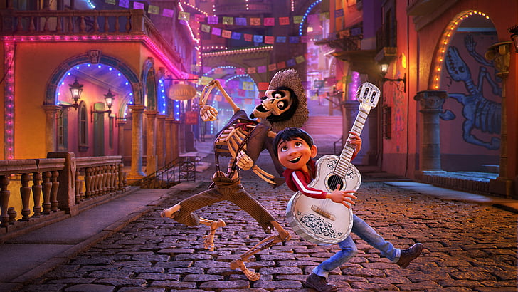 Coco digital wallpaper, Miguel Rivera, Hector, Animation, Disney