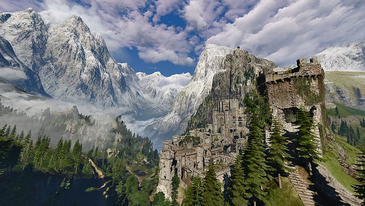 gray mountain, The Witcher 3: Wild Hunt, Kaer Morhen, video games, HD wallpaper