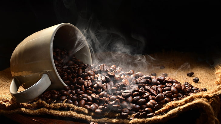 coffee cup, caffeine, drink, roasted, coffee bean, fresh, food and drink, HD wallpaper