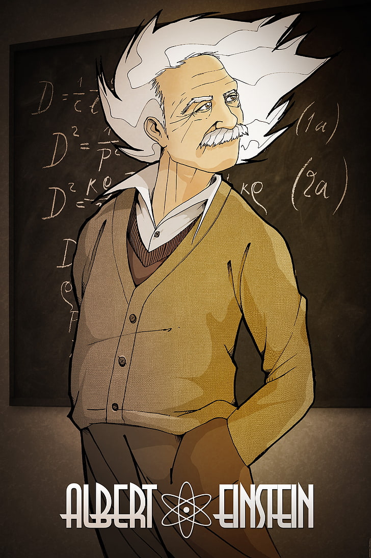HD wallpaper: Albert Einstein cartoon digital illustration, art and craft,  text | Wallpaper Flare