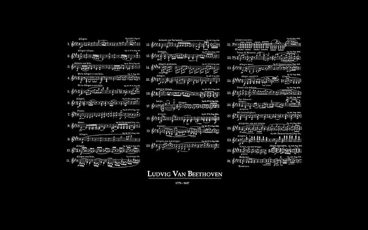 Ludvig Van Beethoven, minimalism, Ludwig Van Beethoven, stave, HD wallpaper